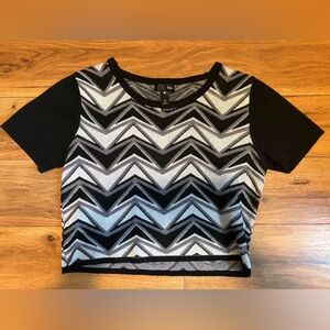 AQUA Black & White Chevron Crop Top
